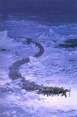 Fingolfin Leads the Host Across the Helcaraxe